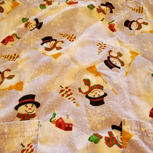 Best Medical Wear size Small blue snowman scrub top Christmas. - Picture 2 of 6